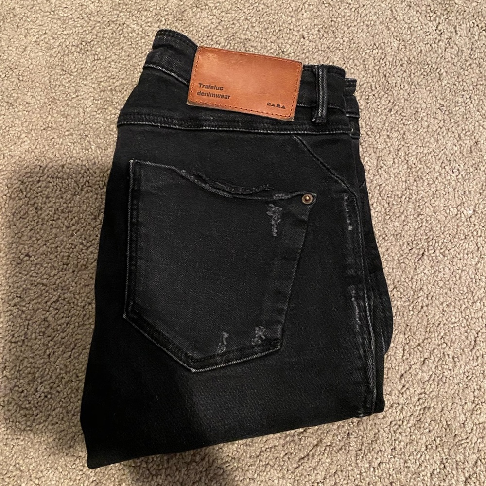 Zara Black Skinny Distressed Jeans